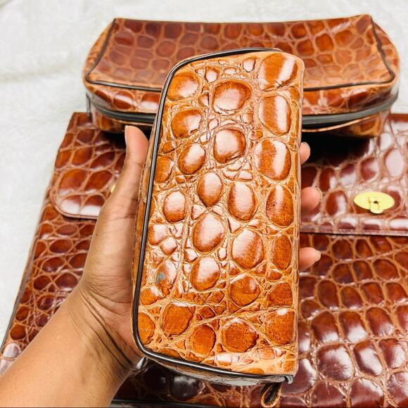 Rare Vintage Atelier Jeannette Leather Croc Embossed set made in Germany - Picture 9 of 16
